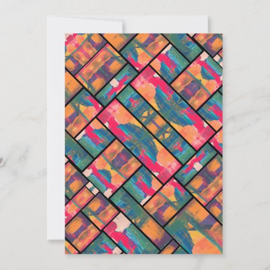 Art Paint Kleurrijke Moderne Abstracte bruiloft Kaart (Achterkant)