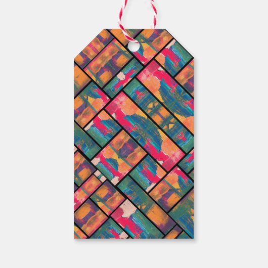 Art Paint Kleurrijke Moderne Abstracte Dank u Cadeaulabel (Achterkant)