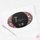 Art Paint Kleurrijke Moderne Abstracte Dank u Ovale Sticker (Envelop)