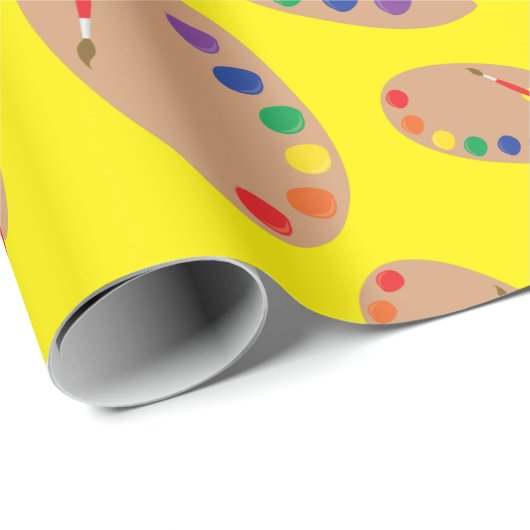 Art Paint Palette Cute 1e verjaardag Cadeaupapier (Rol Hoek)