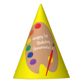 Art Paint Palette Cute 1e verjaardag Feesthoedjes