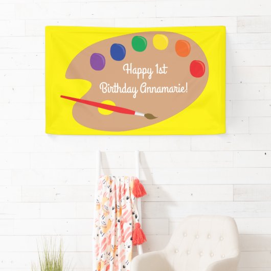 Art Paint Palette Cute 1e verjaardag Spandoek (Insitu)