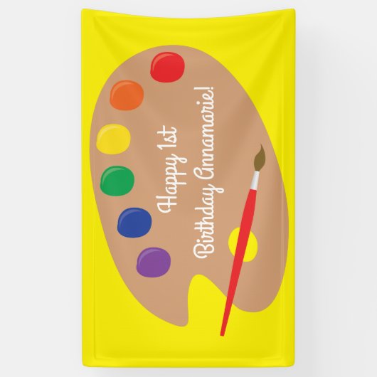 Art Paint Palette Cute 1e verjaardag Spandoek (Verticaal)