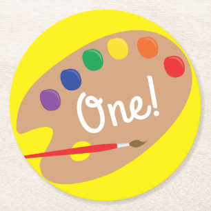 Art Paint Palette Cute Kind Birthday Party Ronde Kartonnen Onderzetter