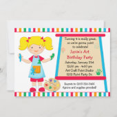 Art Paint Party Birthday Invitation Kaart (Voorkant)