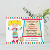 Art Paint Party Birthday Invitation Kaart (Staand voorkant)