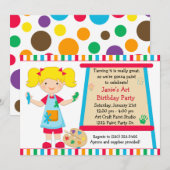 Art Paint Party Birthday Invitation Kaart (Voorkant / Achterkant)