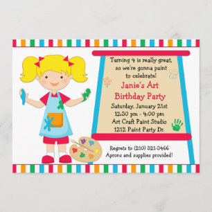 Art Paint Party Birthday Invitation Kaart