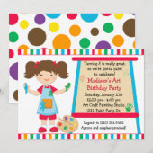 Art Paint Party Birthday Kaart (Voorkant / Achterkant)