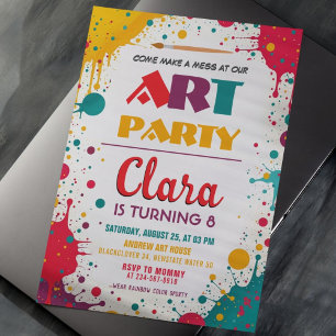 Art Paint Party   Kleurrijke verjaardag van kinder Kaart
