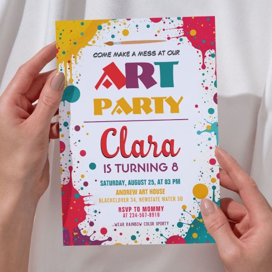 Art Paint Party | Kleurrijke verjaardag van kinder Kaart