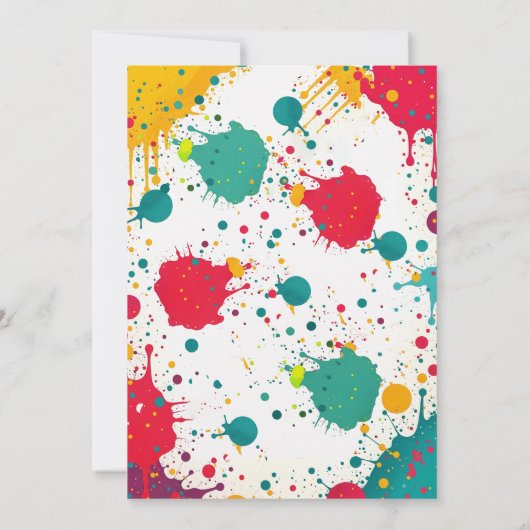 Art Paint Party | Kleurrijke verjaardag van kinder Kaart (Achterkant)