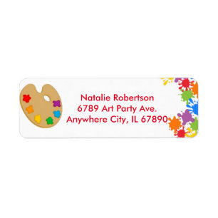 Art Paint Splash Birthday Party Adresetiketten Etiket