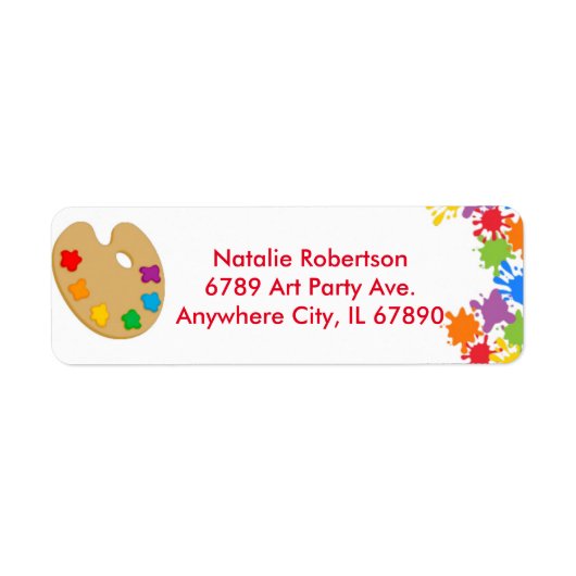 Art Paint Splash Birthday Party Adresetiketten Etiket (Voorkant)