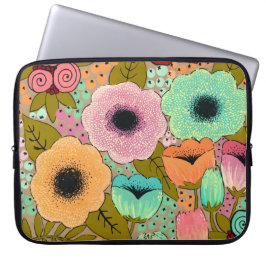 Art Painting Bloemen Wetsuit Materiaal Laptop Sleeve