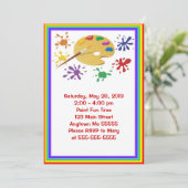 Art Painting Party Birthday Invitation Kaart (Staand voorkant)