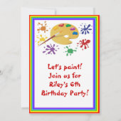 Art Painting Party Birthday Invitation Kaart (Achterkant)