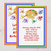 Art Painting Party Birthday Invitation Kaart (Voorkant / Achterkant)
