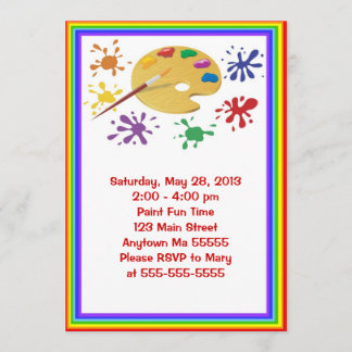 Art Painting Party Birthday Invitation Kaart
