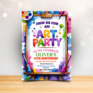 Art Painting Party Birthday Invitation Kaart