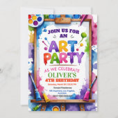 Art Painting Party Birthday Invitation Kaart (Voorkant)
