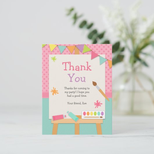 Art Painting Party Hartelijk dank Bedankkaart (Staand voorkant)