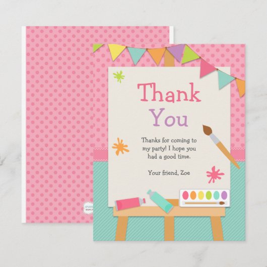 Art Painting Party Hartelijk dank Bedankkaart (Voorkant / Achterkant)