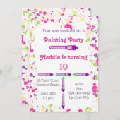 Art Painting Party Roze en Paarse Kaart (Voorkant / Achterkant)