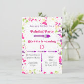 Art Painting Party Roze en Paarse Kaart (Staand voorkant)