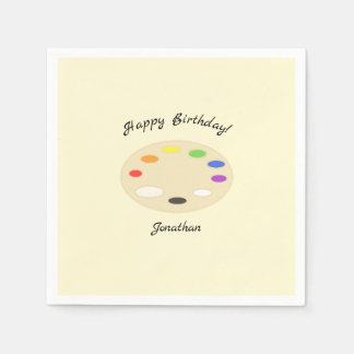 Art Palette Personalized Cream Birthday Servet