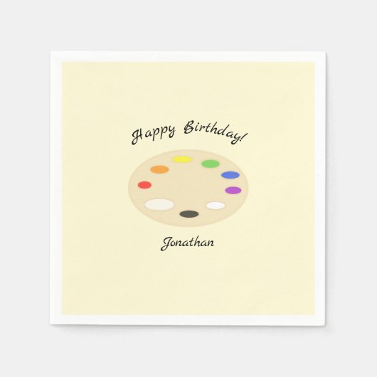 Art Palette Personalized Cream Birthday Servet (Voorkant)