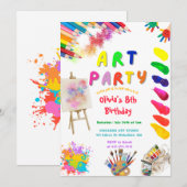 Art Party Birthday Colorful Rainbow Paint Kaart (Voorkant / Achterkant)