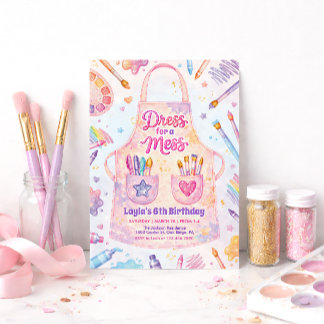 Art Party Birthday Dress for a Mess Kaart