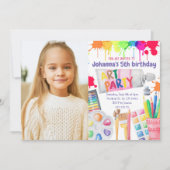Art Party Birthday Invitation Artistic Party Kaart (Voorkant)