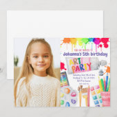 Art Party Birthday Invitation Artistic Party Kaart (Voorkant / Achterkant)