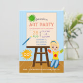 Art Party Birthday Invitation Kaart (Staand voorkant)