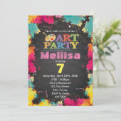 Art Party Birthday Invitation Kaart (Staand voorkant)