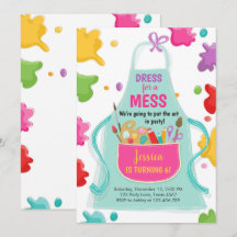 Art Party Birthday Invitation Painting Craft Party
