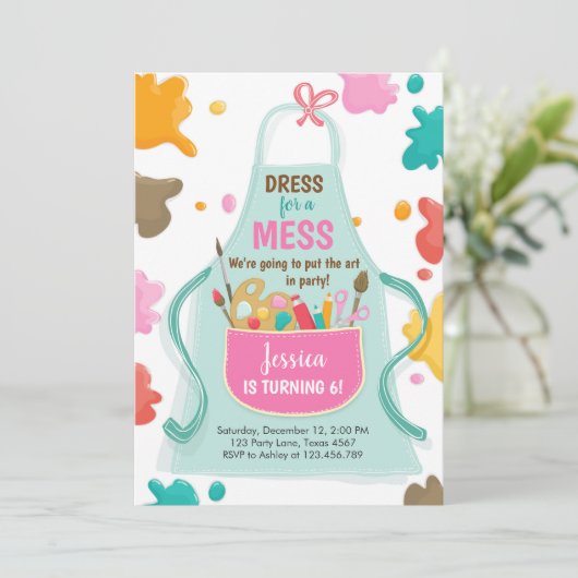 Art Party Birthday Invitation Painting Craft Party Kaart (Staand voorkant)