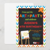 Art Party Birthday Invitation, Painting Party Kaart (Voorkant / Achterkant)
