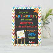 Art Party Birthday Invitation, Painting Party Kaart (Staand voorkant)