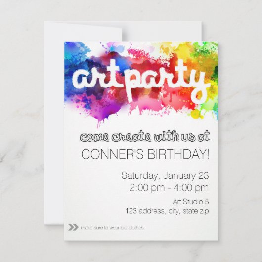 Art Party Birthday Kaart (Voorkant)