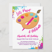 Art Party Craft Painting Girly Birthday Party Kaart (Voorkant)