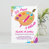 Art Party Craft Painting Girly Birthday Party Kaart (Staand voorkant)