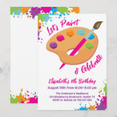 Art Party Craft Painting Girly Birthday Party Kaart (Voorkant / Achterkant)