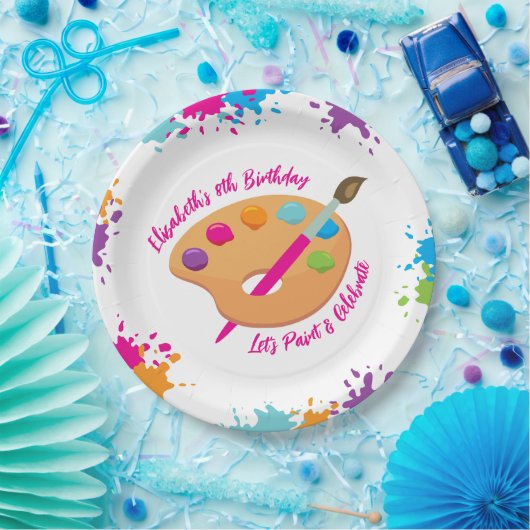 Art Party Craft Painting Girly Birthday Party Papieren Bordje (Feest)