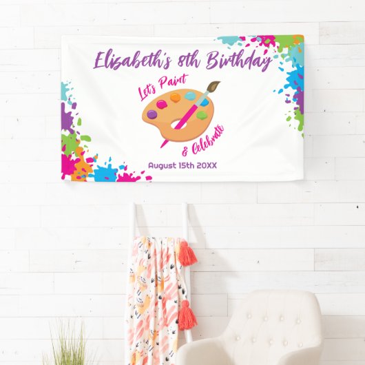 Art Party Craft Painting Girly Birthday Party Spandoek (Insitu)