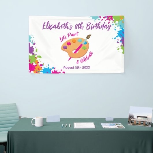Art Party Craft Painting Girly Birthday Party Spandoek (Beurs)