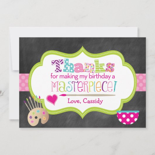 Art Party - Hartelijk dank - Voorgeschreven berich Bedankkaart (Voorkant)