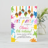 Art Party Invitation Birthday Painparty Kaart (Staand voorkant)